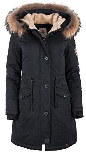 Grimada 6M88M Damen Jacke Wintermantel Arctic Parka TARORE mit Echtfell (36, schwarz) von Grimada