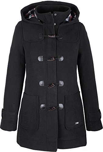 Grimada Damen Jacke Dufflecoat Wollmantel Wolljacke Camile mit Kapuze (36, schwarz) von Grimada