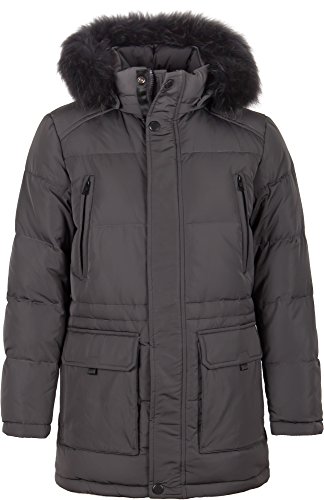 Grimada DY-375 Herren Daunenjacke DRAUDA mit Echtfell Kapuze (48, grau) von Grimada