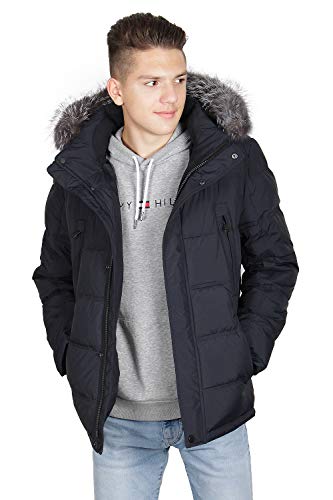 Grimada DY633 Herren Winterjacke Dauntless in Daunen-Optik mit Echtfellbesatz (56/blau) von Grimada