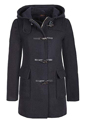 Damen Dufflecoat Wollmantel Wolljacke Cootic mit Kapuze (36, blau) von Grimada