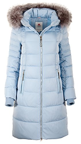 Grimada Damen Jacke Winterjacke TARORE mit Echtfellkapuze (34, hellblau) 7M56M von Grimada