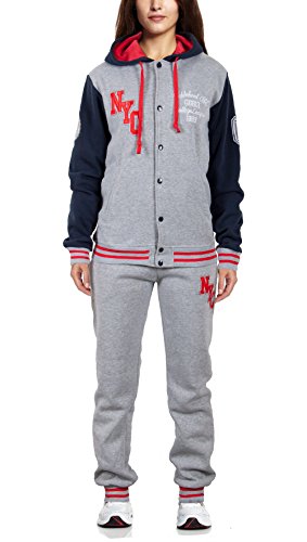 Grimada Damen Jogginganzug Hausanzug College-Look NYC (38, grau) von Grimada