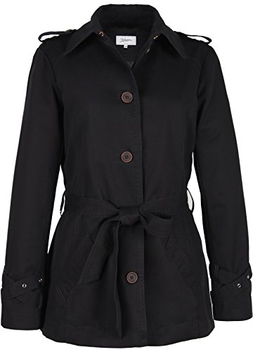 Grimada Damen Trench Jacke TRENCHCOAT Ylanni kurz (40, schwarz) von Grimada