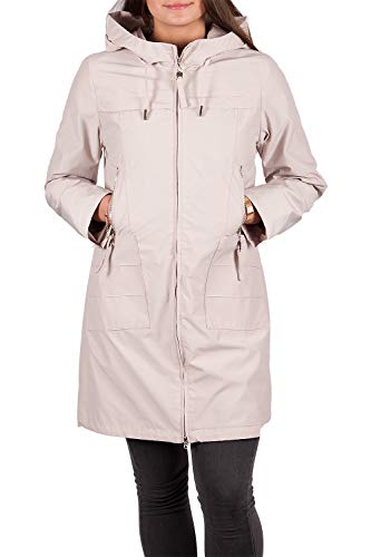 Grimada Damen Trenchcoat Trench Jacke Windjacke Übergangsjacke MELISA mit Kapuze (36, beige) von Grimada