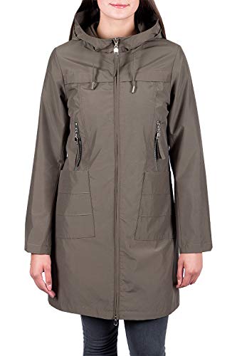 Grimada Damen Trenchcoat Trench Jacke Windjacke Übergangsjacke MELISA mit Kapuze (36, khaki) von Grimada