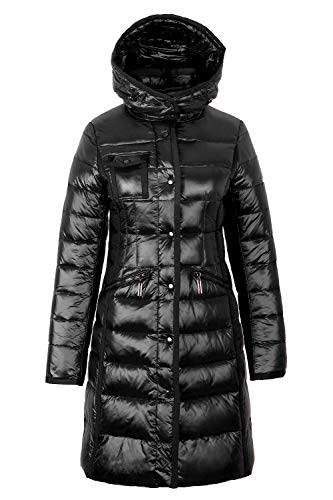 Grimada M006 Damen Jacke Mantel Winter Daunenjacke TARORE mit Kapuze (34, schwarz) von Grimada