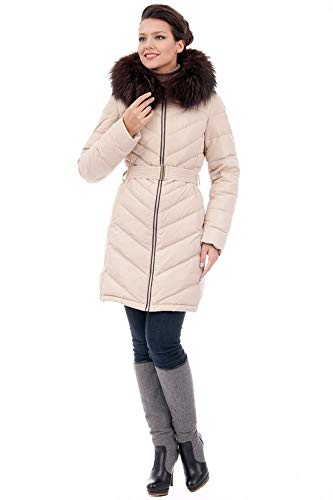 Grimada Q392 Damen Jacke Mantel Daunenjacke SNOWIMAGE mit Echtfellkapuze (42-44, beige ) von Grimada