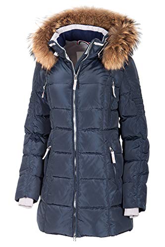 Grimada V336 Damen Jacke Mantel Daunenjacke SNOWIMAGE mit Echtfellkapuze (36, blau ) von Grimada