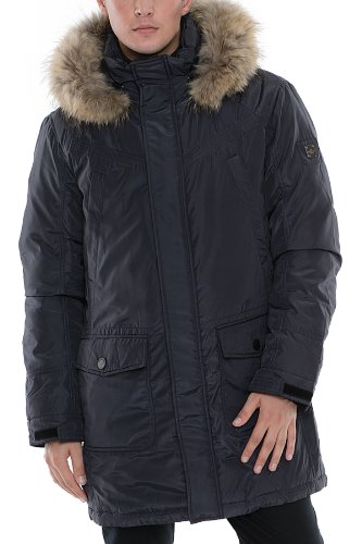 Herren Jacke Daunenjacke SNOWIMAGE ALASKA mit Echtfellkapuze (56, blau) von Grimada