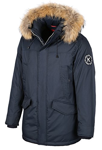 Herren Winterjacke in Daunen-Optik KINGS WIND mit Echtfellkapuze (52, blau) 7W85M von Grimada