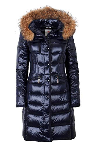 M006 Damen Daunenjacke TARORE mit Echtfellkapuze (38, blau) von Grimada