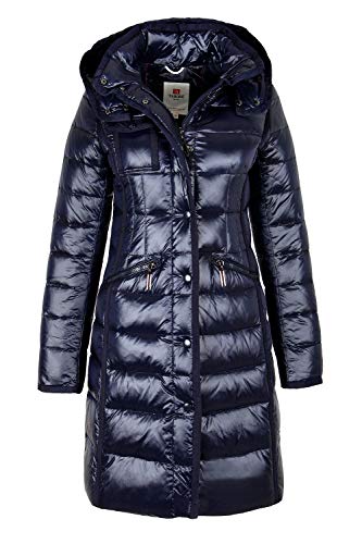M006 Damen Jacke Mantel Winter Daunenjacke TARORE mit Kapuze (36, blau) von Grimada