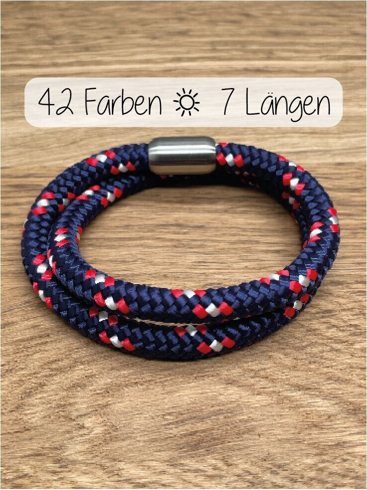 Armband Segeltau | 8mm Extra Lang Personalisierte Gravur Für Männer Surferarmband Partnerarmband Herren von GrimmLasergravur
