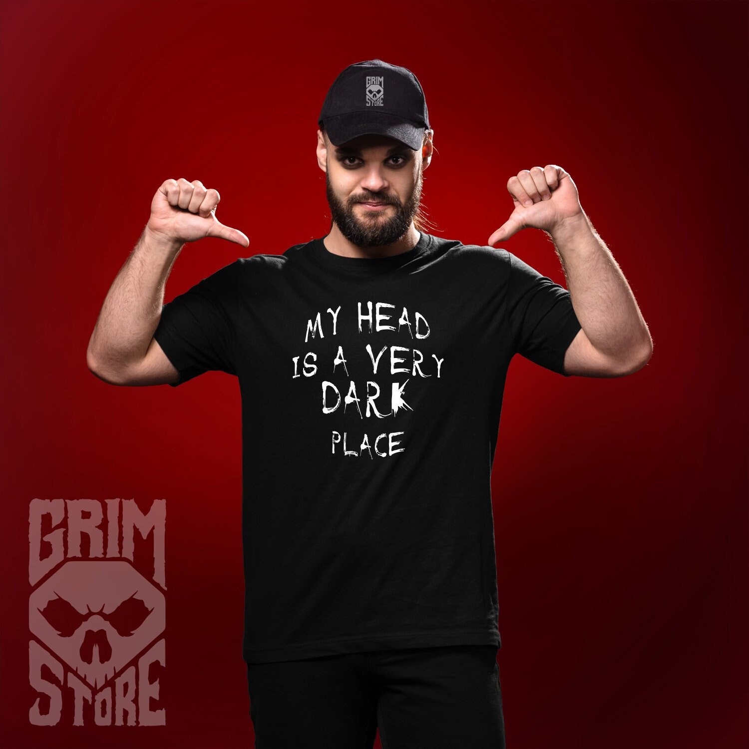 Herren T-Shirt Mein Kopf Ist Ein Sehr Dunkler Ort von GrimstoreCom