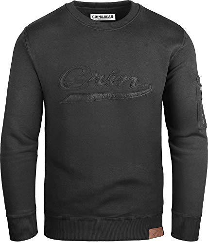 Grin&Bear Herren Crew Neck mit Ärmeltasche schwarz S GEC542 von Grin&Bear