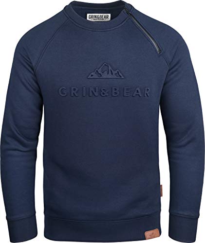 Grin&Bear Herren Crew Neck mit gestempeltem Design Logo Navy M GEC548 von Grin&Bear