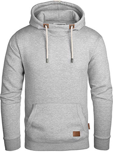 Grin&Bear Herren Kapuzenpullover Kapuzenjacke Hoodie mit hoch abschließendem Kragen GEC494 (L, Grau meliert) von Grin&Bear