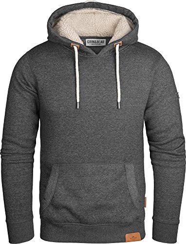 Grin&Bear Herren Kapuzenpullover anthrazit, L, GEC473 von Grin&Bear