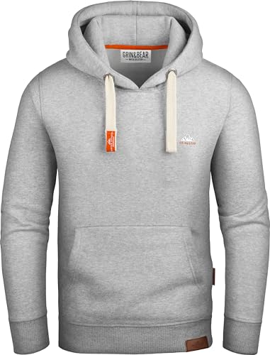 Grin&Bear Herren Kapuzenpullover grau meliert, XL, GEC023 von Grin&Bear