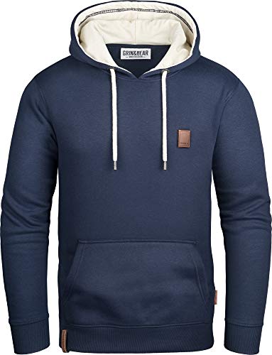 Grin&Bear Herren Kapuzenpullover mit Kontrast Kapuze Navy, L, GEC475 von Grin&Bear