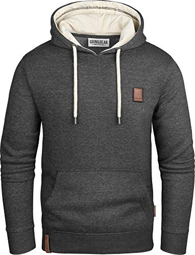 Grin&Bear Herren Kapuzenpullover mit Kontrast Kapuze anthrazit, L, GEC475 von Grin&Bear