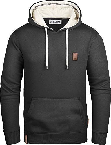 Grin&Bear Herren Kapuzenpullover mit Kontrast Kapuze schwarz, L, GEC475 von Grin&Bear