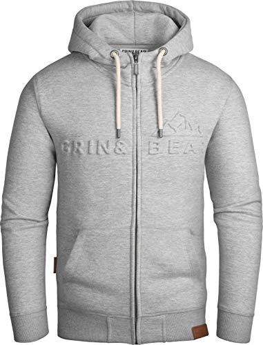 Grin&Bear Herren Kapuzenpullover mit geprägtem Logo in grau meliert, XXL, GEC017 von Grin&Bear