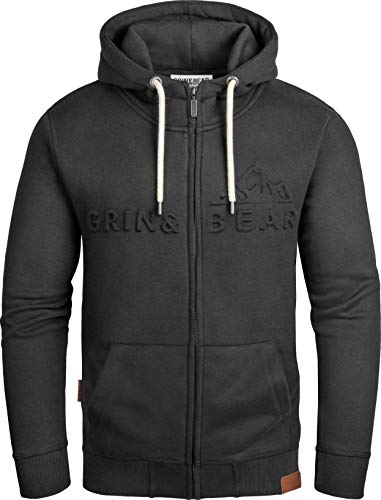 Grin&Bear Herren Kapuzenpullover mit geprägtem Logo in schwarz, M, GEC017 von Grin&Bear