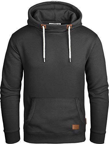 Grin&Bear Herren Kapuzenpullover Kapuzenjacke Hoodie mit hoch abschließendem Kragen GEC494 (M, Schwarz) von Grin&Bear