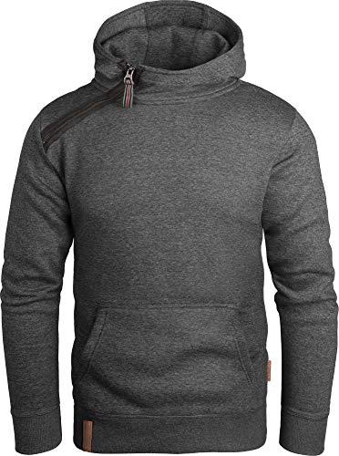 Grin&Bear Herren Kapuzenpullover mit schräg Zip anthrazit, L, GEC435 von Grin&Bear