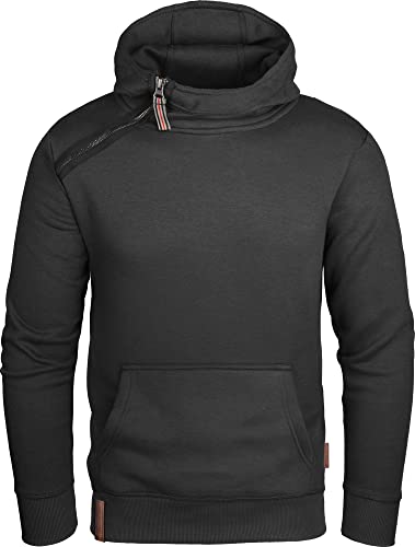 Grin&Bear Herren Kapuzenpullover mit schräg Zip schwarz, L, GEC435 von Grin&Bear