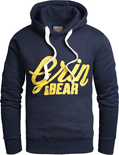 Grin&Bear Herren Slim fit Kapuzenpullover, GEC469 (L, Navy2) von Grin&Bear