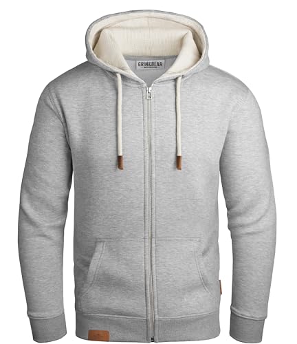 Grin&Bear Hoodie Herren Hoodie Sweatshirt Pullover GB490-GreyMelangeTemp-M von Grin&Bear