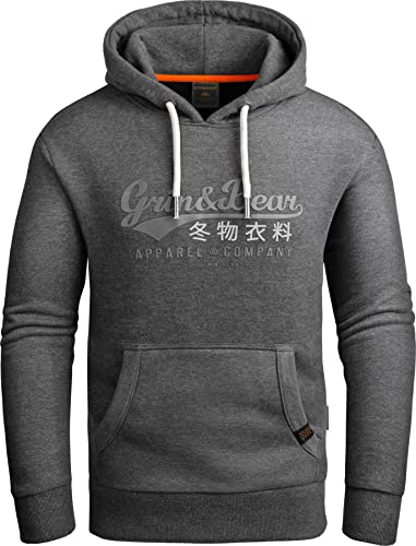 Grin&Bear Hoodie Herren Sweatshirt GEC704 Anthrazit L von Grin&Bear