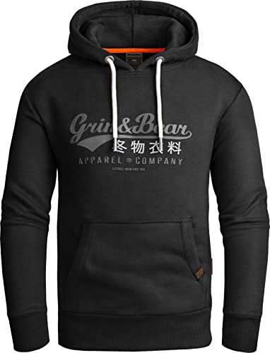 Grin&Bear Hoodie Herren Sweatshirt GEC704 Schwarz S von Grin&Bear