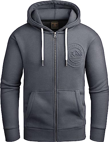 Grin&Bear Hoodie Herren Sweatshirt mit Reißverschluss GEC602 Stahlgrau L von Grin&Bear