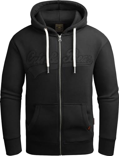 Grin&Bear Hoodie Herren Sweatshirt mit Reißverschluss GEC604 Schwarz L von Grin&Bear