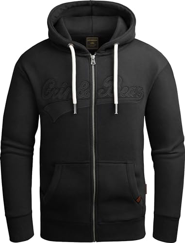 Grin&Bear Hoodie Herren Sweatshirt mit Reißverschluss GEC604 Schwarz M von Grin&Bear