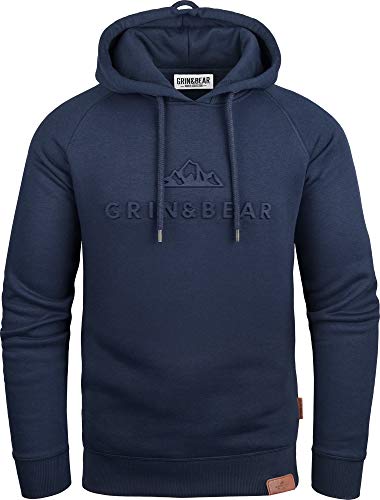 Grin&Bear Hoodie mit gestempeltem Design Logo Navy M GEC540 von Grin&Bear