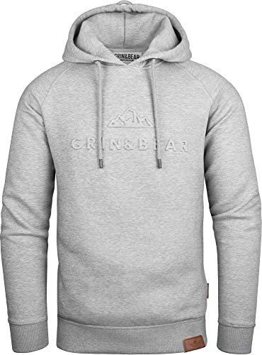 Grin&Bear Hoodie mit gestempeltem Design Logo grau meliert L GEC540 von Grin&Bear