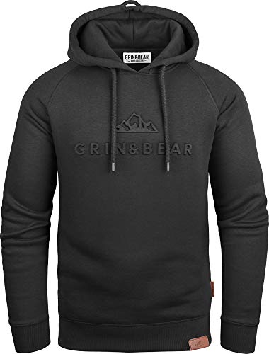 Grin&Bear Hoodie mit gestempeltem Design Logo schwarz M GEC540 von Grin&Bear