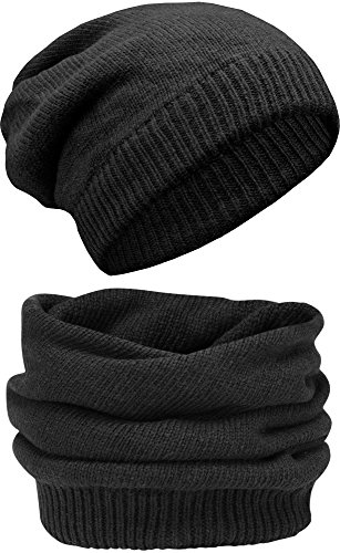 Grin&Bear sehr weicher und Warmer Snoot Unisex Beanie Mütze 2in1 Schal BZW. Mütze schwarz M7 von Grin&Bear