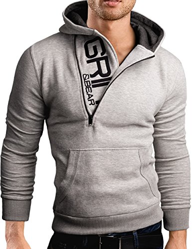 Grin&Bear Herren Crew Neck Kapuzenpullover Kapuzenjacke Hoodie mit Design Rubber Zip GEC541 Grin&Bear Herren Crew Neck Kapuzenpullover Kapuzenjacke Hoodie mit Design Rubber Zip GEC541