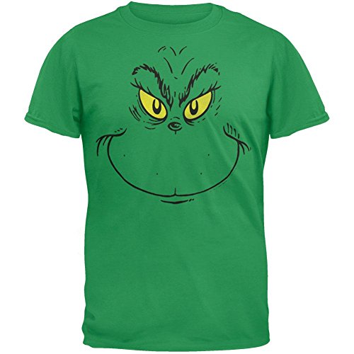 grinch Big Face grün Erwachsene T-Shirt Medium von Old Glory