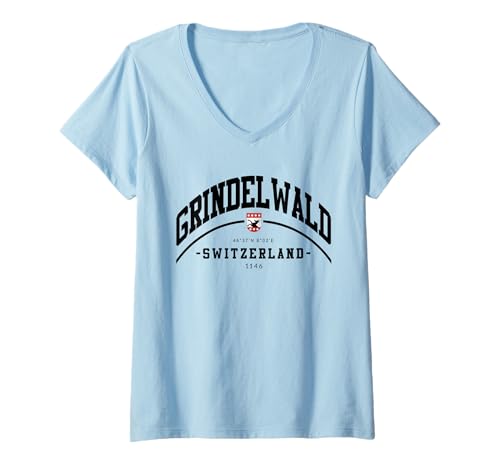 Damen Grindelwald Urlaub in Grindelwald Schweiz Home T-Shirt mit V-Ausschnitt von Grindelwald vacation to Grindelwald Switzerland
