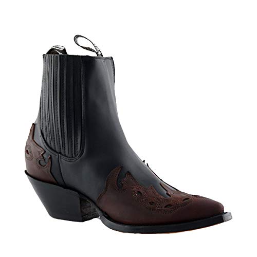 Grinder Arizona Lo Schwarz und Burgund Unisex Leder Motorrad Cuban Hacke Cowboystiefel 37 von Grinders