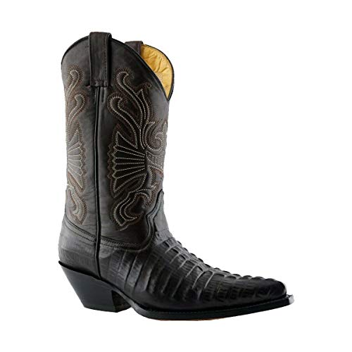 Grinder Herren Carolina Croc Leder Braun Western Cowboy Tanzstiefel 41 von Grinders