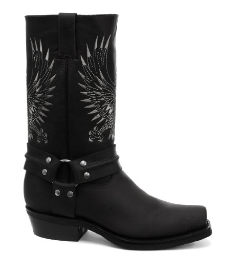 Grinders Bald Eagle Damen Cowboy Stiefel, Schwarz, Größe 42 von Grinders