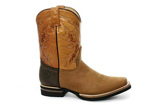 Grinders EL Pasp Hellbraune Chelsea-Stiefel Aus Leder Mit Karree Cowboy Knöchel 39 von Grinders